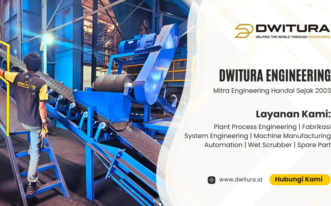 Fabrikasi sistem belt conveyor industri oleh Dwitura Engineering Sidoarjo